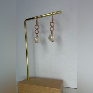 Infinity Freshwater Pearl Drop Earrings